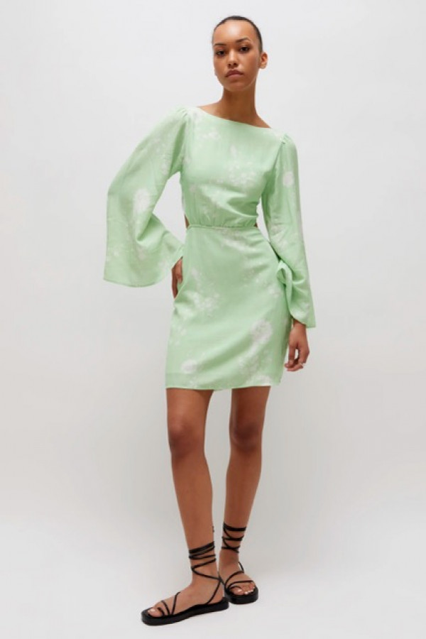MATCHA LATTE GREEN FLORAL SHORT DRESS